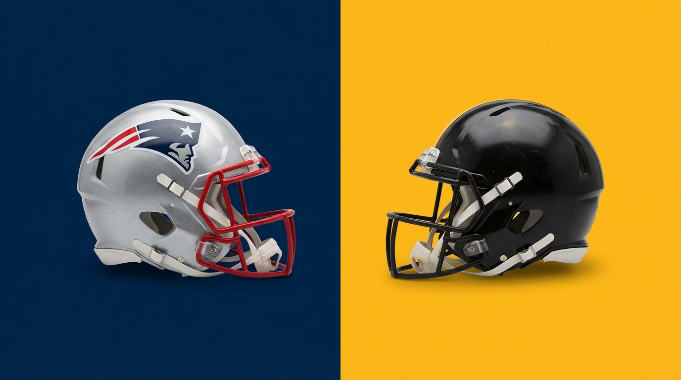Two helmets — Patriots and Steelers