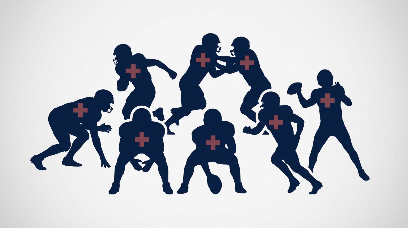 Silhouettes of injured players