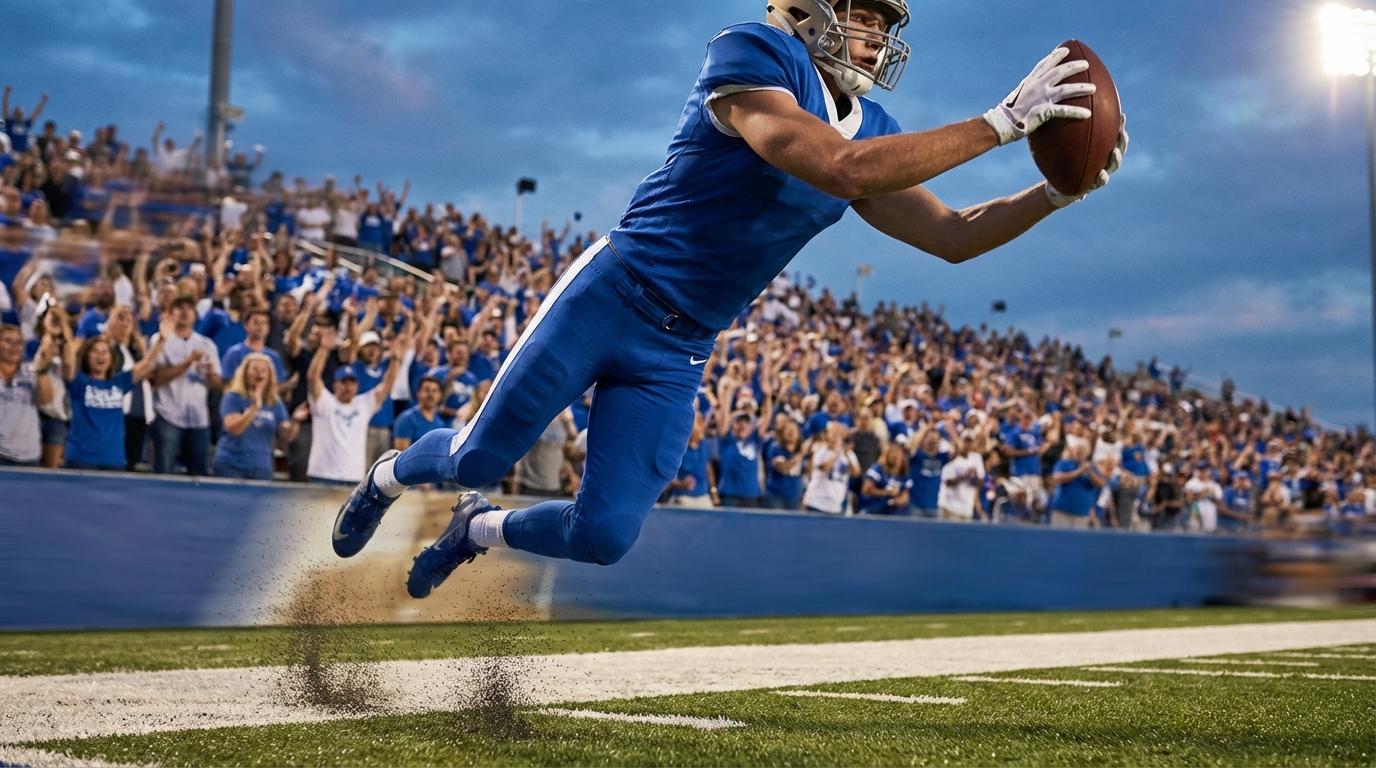 Rookie making a long touchdown catch