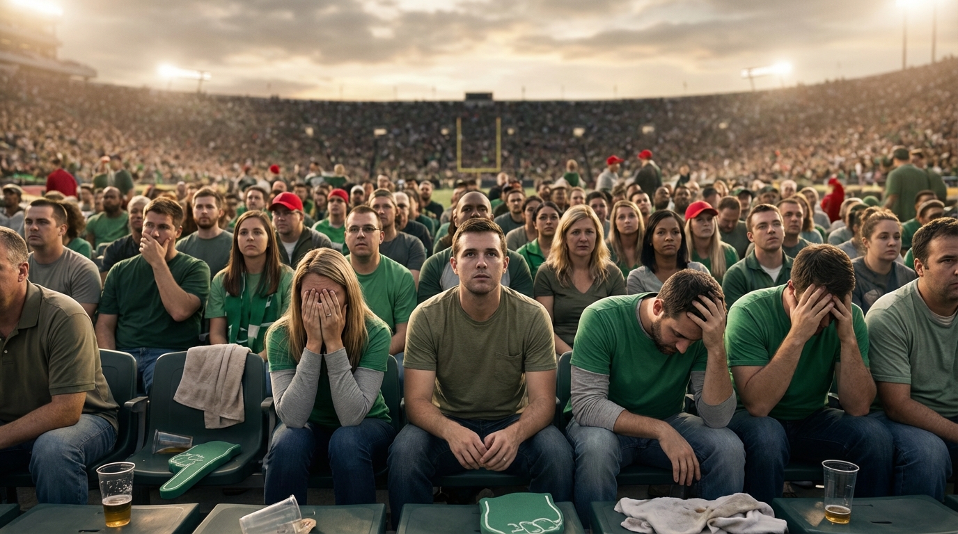 Fans showing frustration in stadium