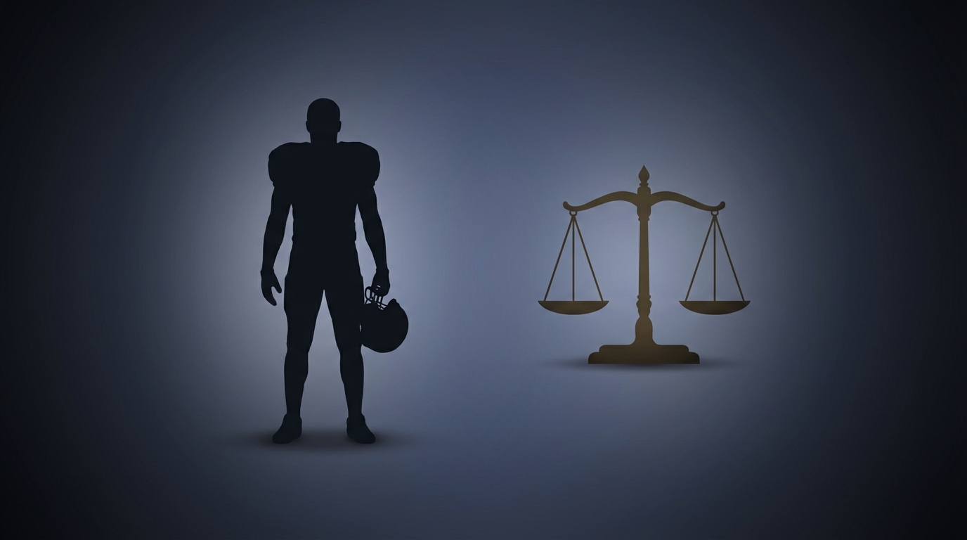 Sports figure silhouette next to legal scales