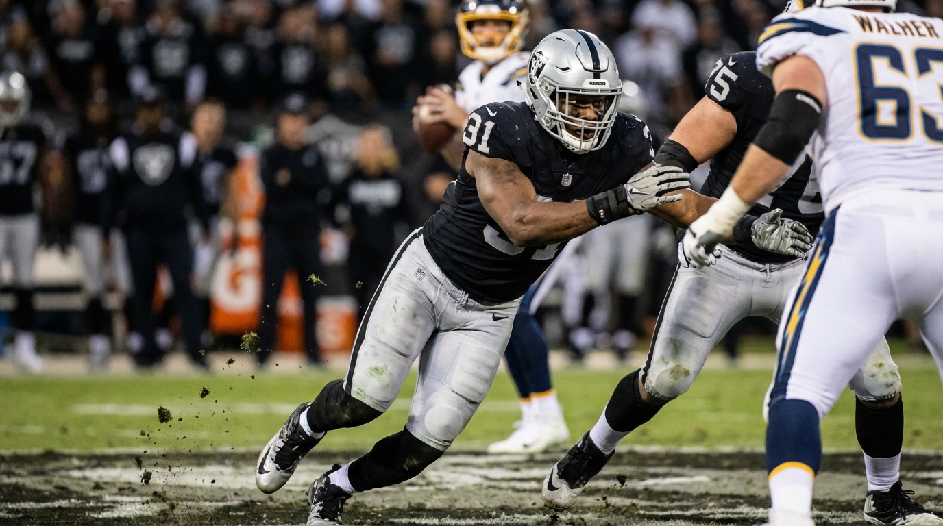 Maxx Crosby in action as an edge rusher