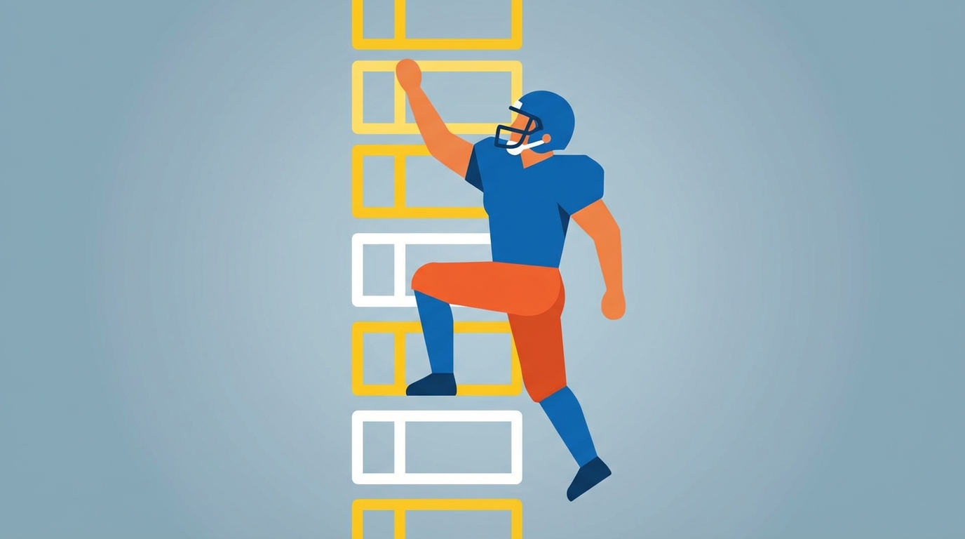 Football player ascending roster ladder