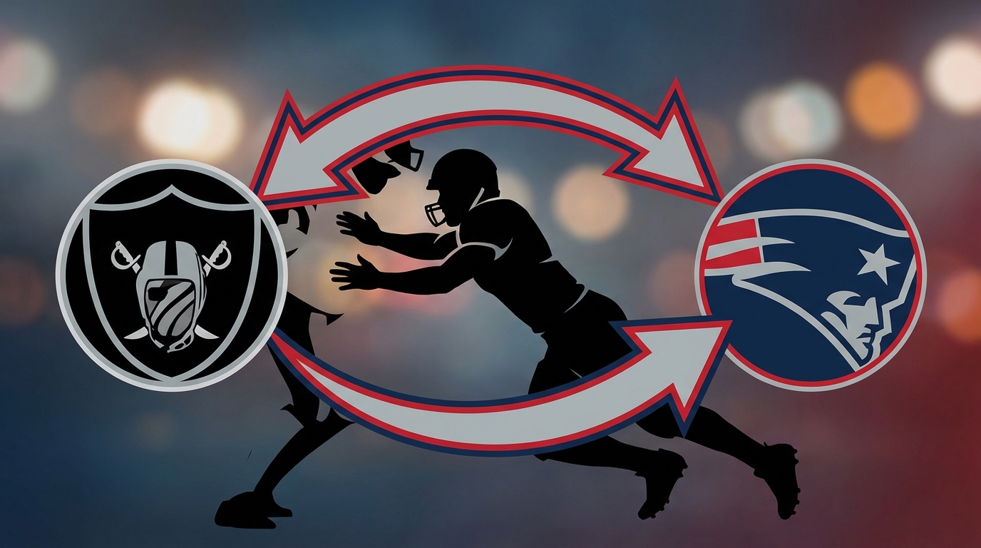 Silhouette of edge rusher and trade arrows