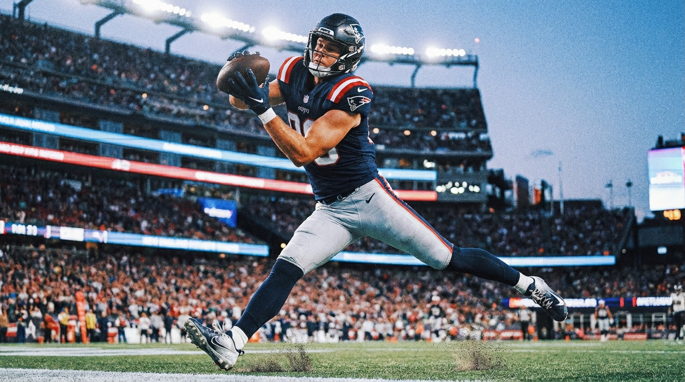 Hunter Henry making a leaping catch in Patriots uniform