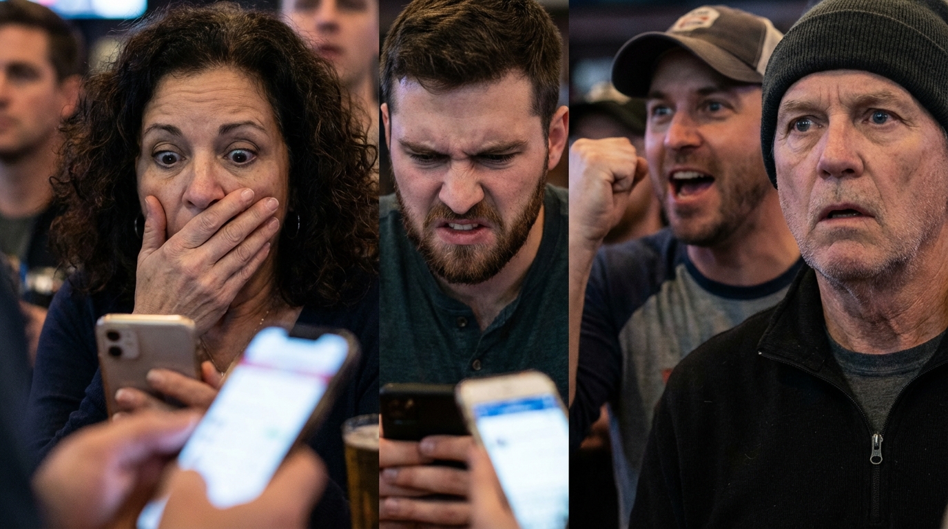 Fans showing shock, anger, and excitement while reacting on social media platforms