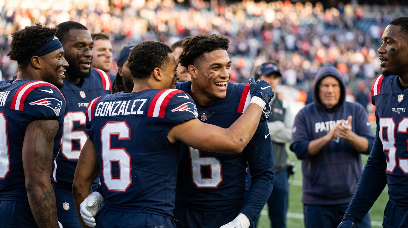 Christian Gonzalez and Patriots defense united