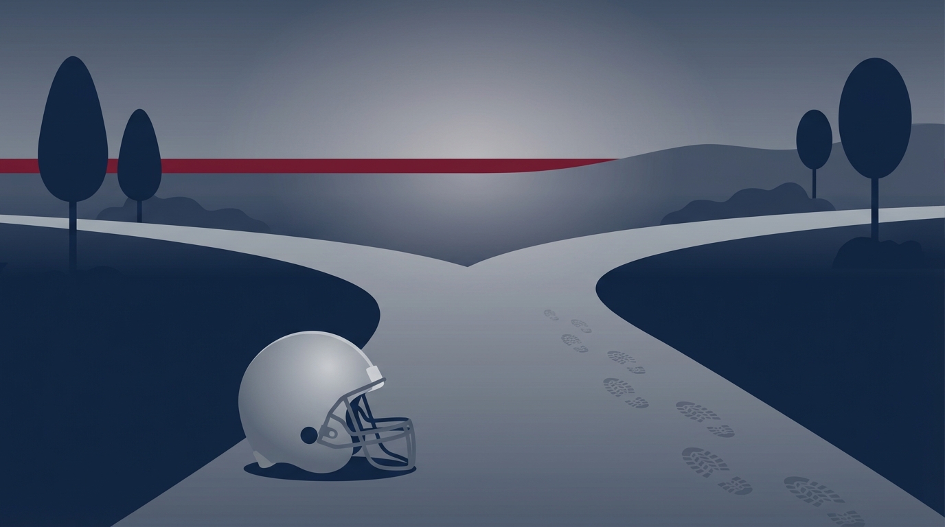 Decision crossroads illustration representing the Patriots decision not to reunite with Matthew Judon