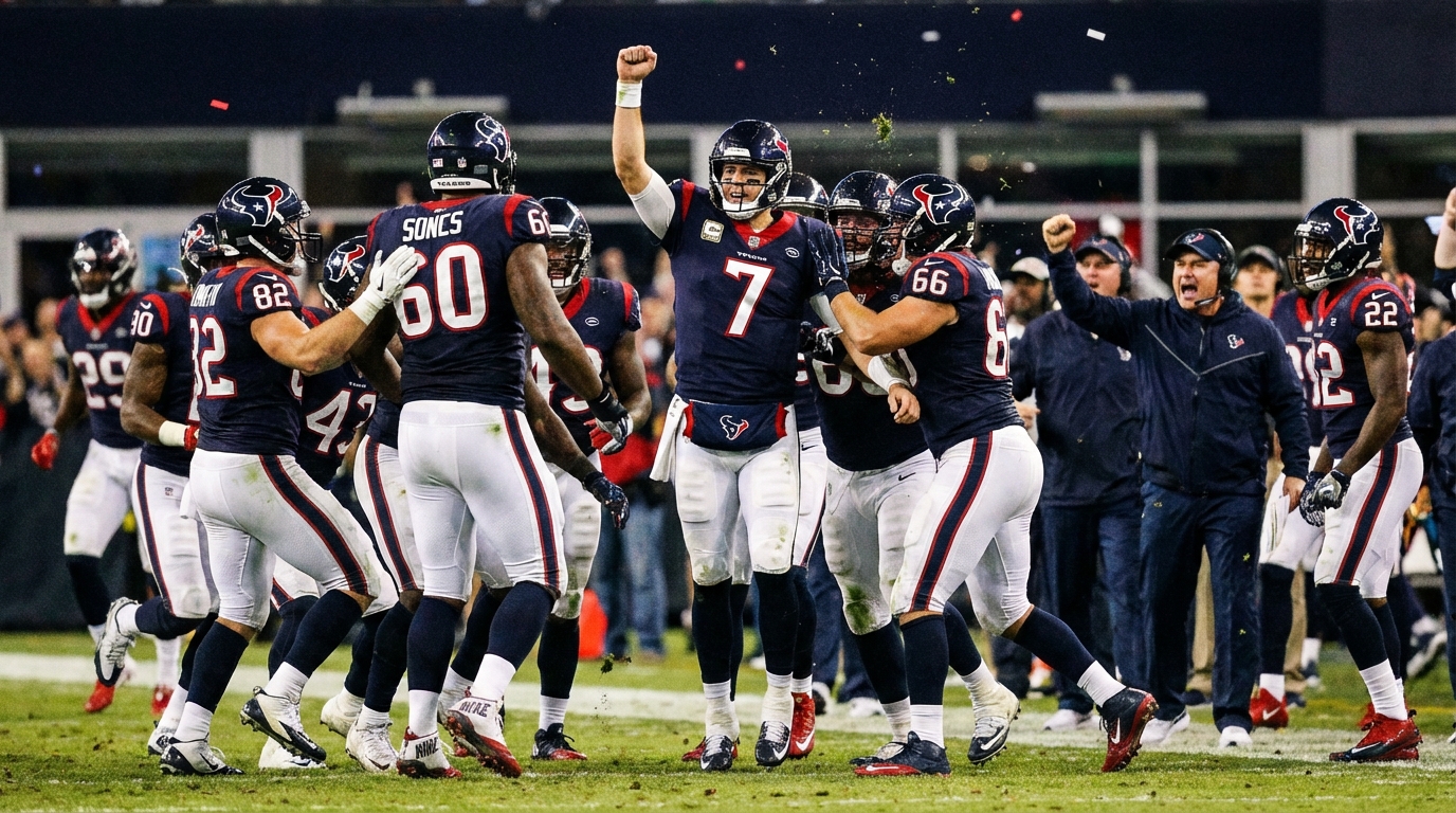 Patriots team celebrating on field