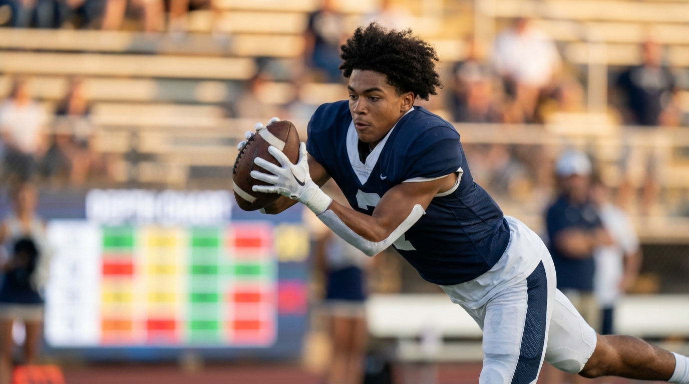 Efton Chism reaching for a short pass