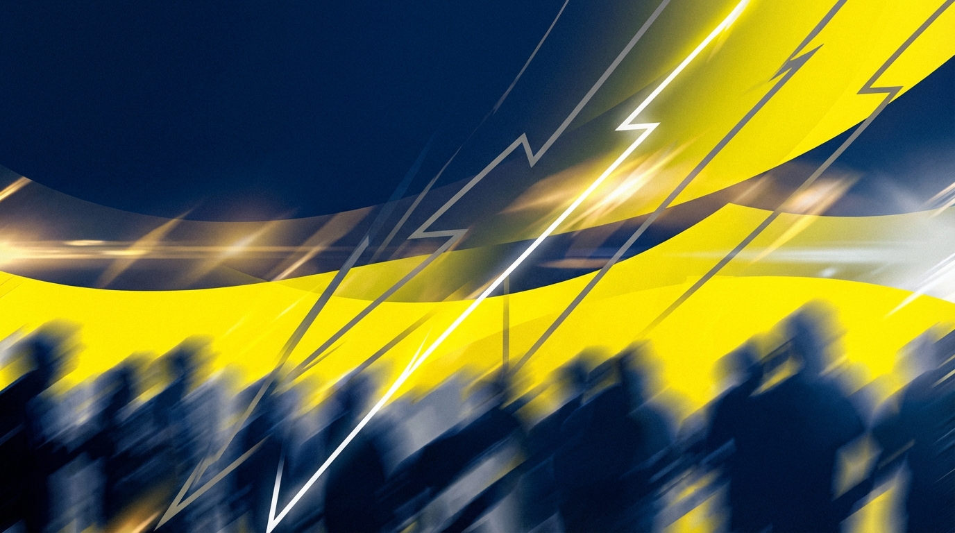 Abstract Patriots playoff atmosphere in blue and lightning yellow