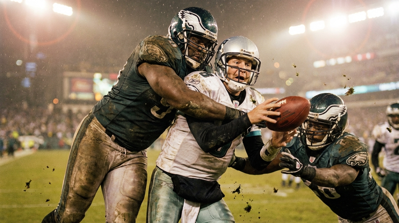 Late-night playoff sack: intense takedown and fumble