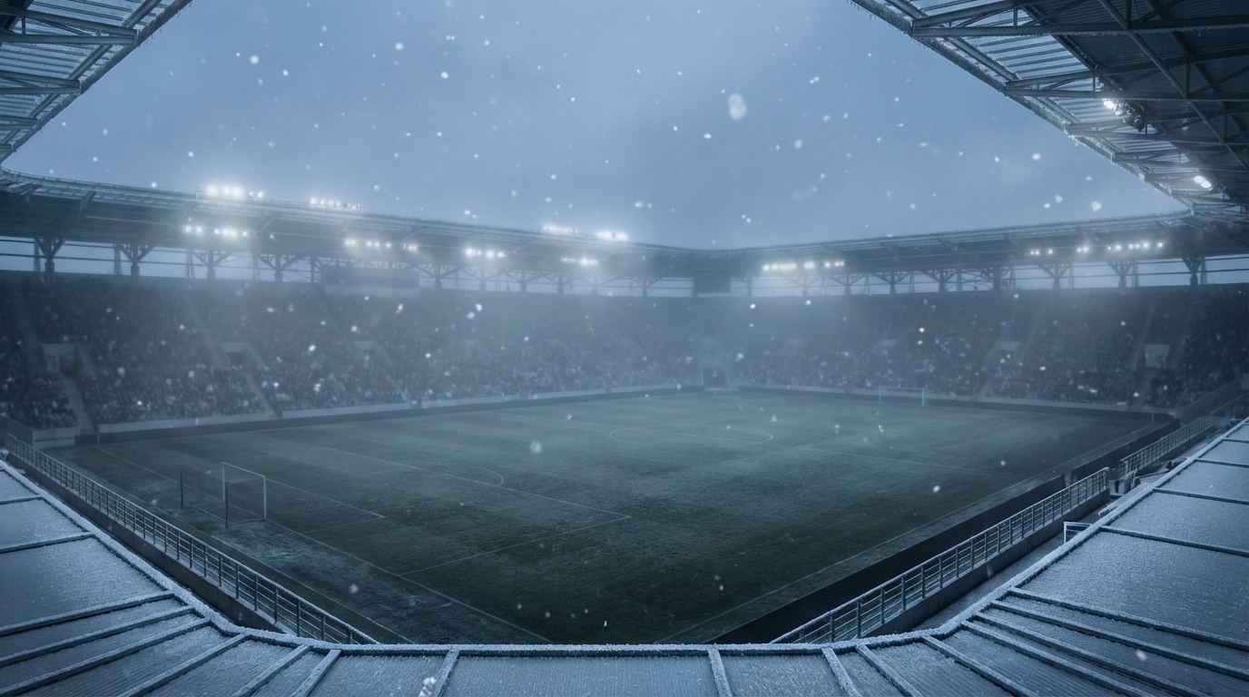 Gillette Stadium in freezing conditions