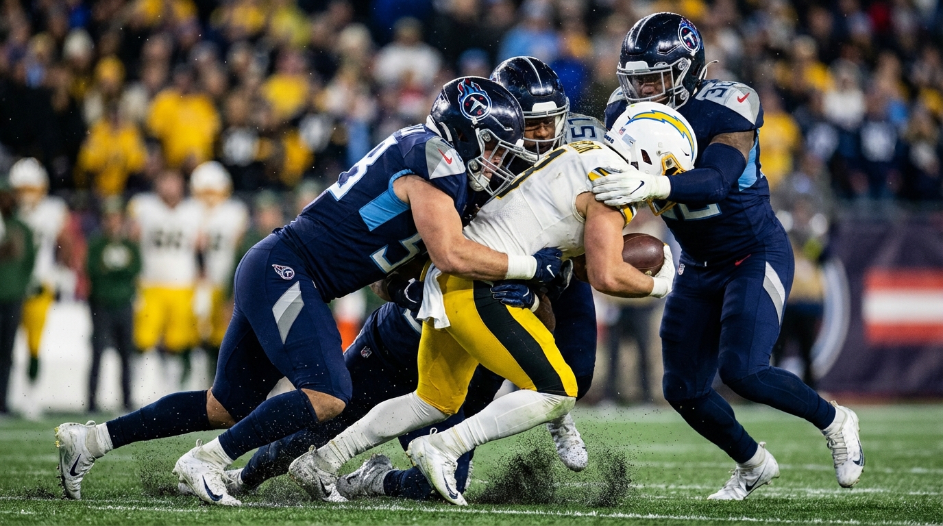 New England defenders collide with Chargers ballcarrier