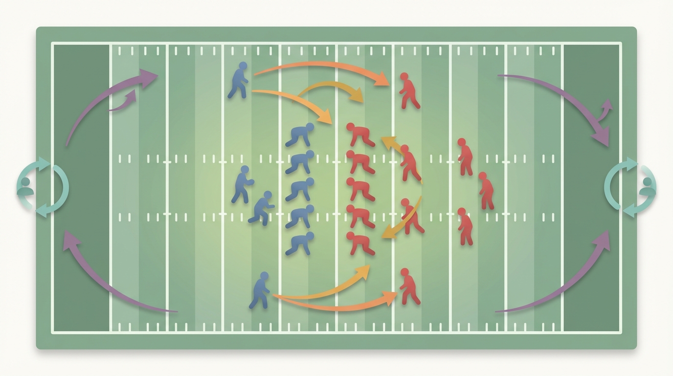 Top down illustration of football roster movement