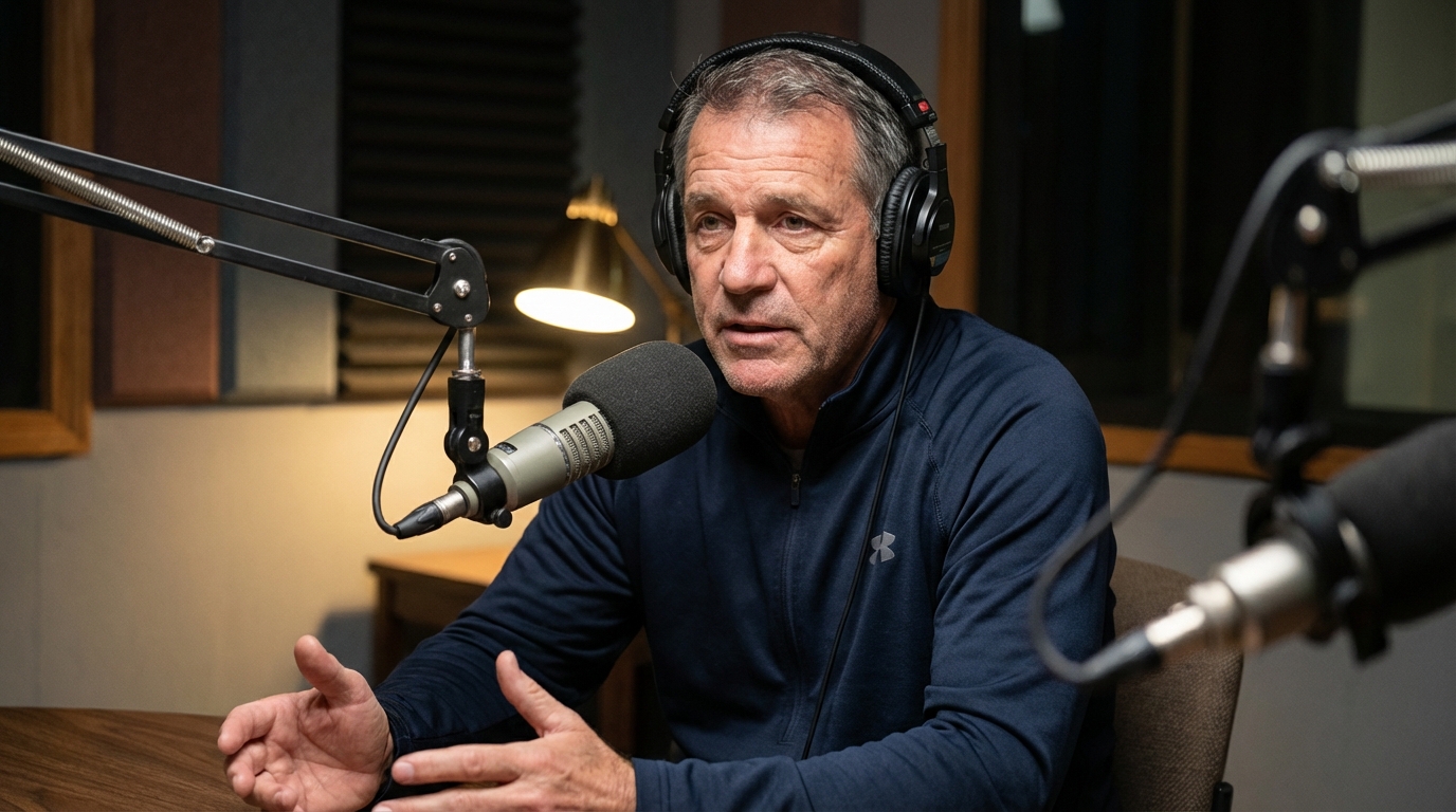 Football coach interview in radio studio