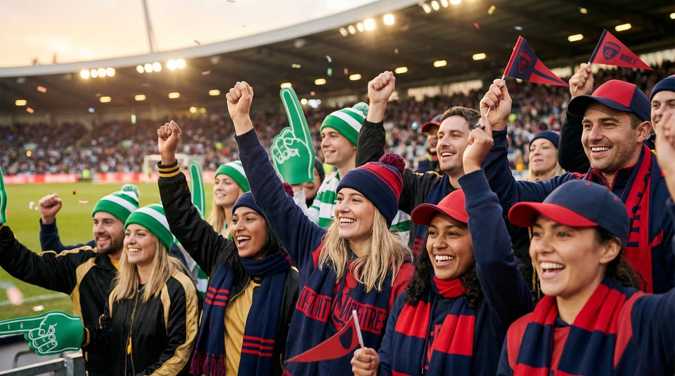Boston sports fans cheering passionately