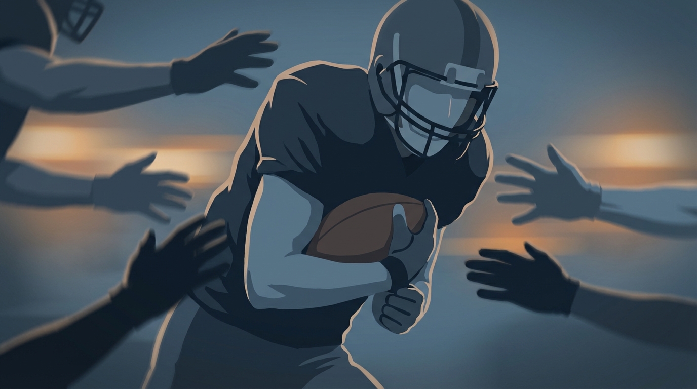 Stylized quarterback under pressure