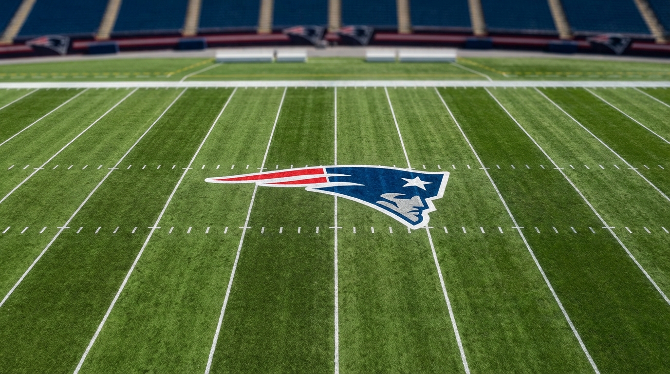 Aerial view of Patriots emblem at midfield