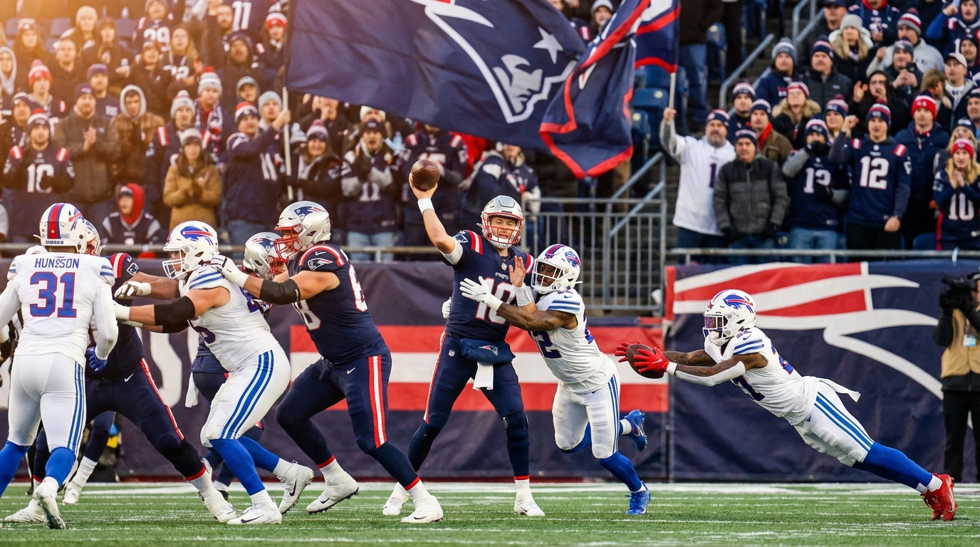 Patriots celebrating at Gillette Stadium during a game