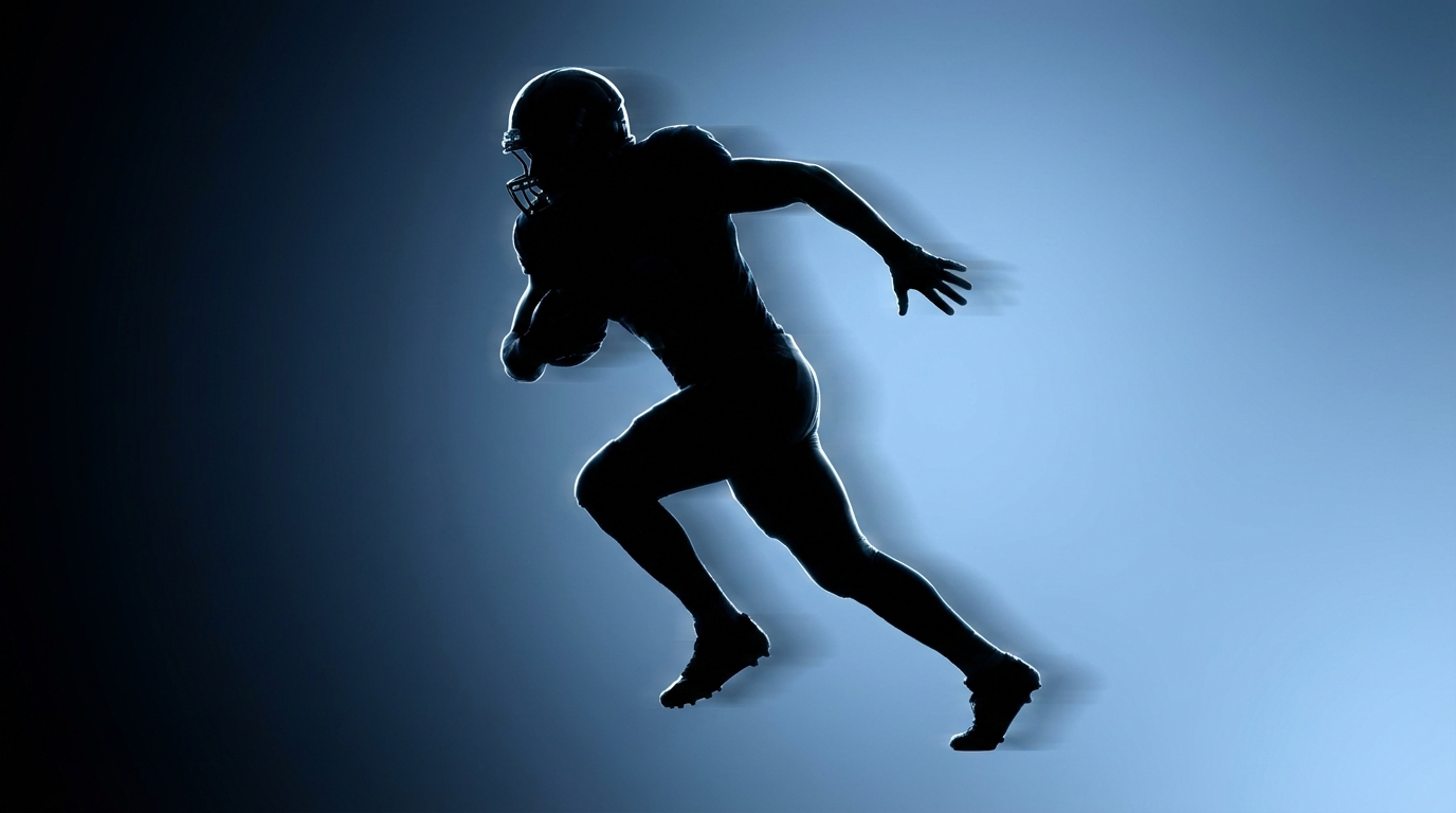 Football player silhouette in dynamic action