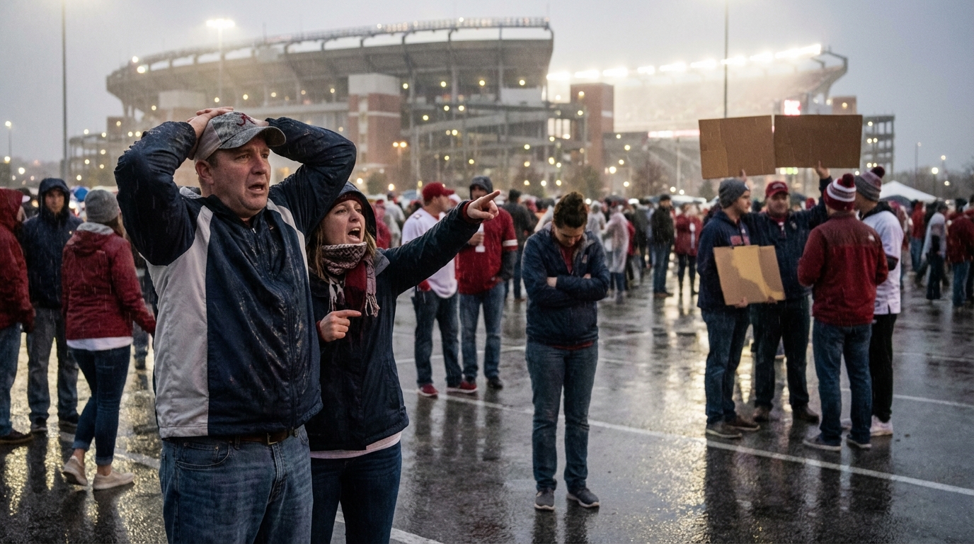 Fans reacting to Tom Brady's Super Bowl rooting interest, Gillette Stadium in background