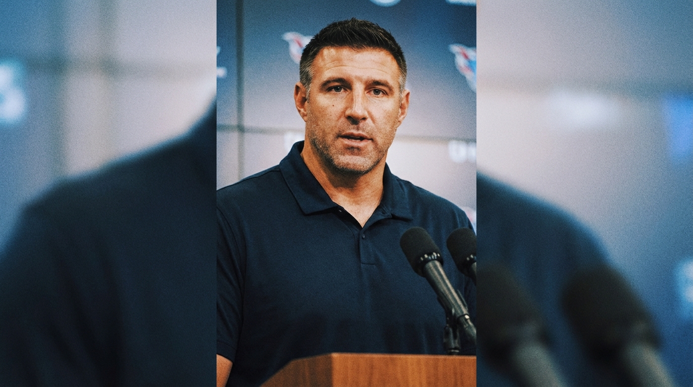 Mike Vrabel speaking at a press conference