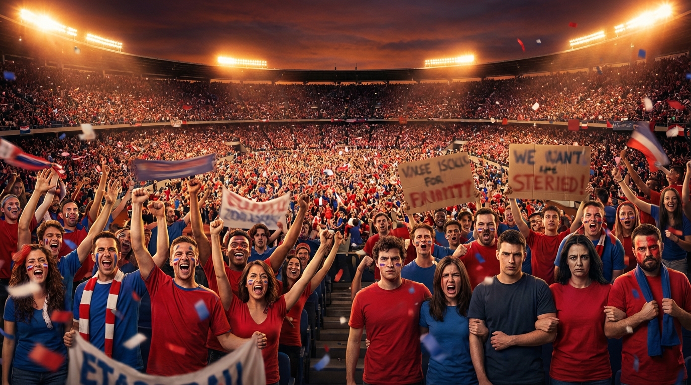 Passionate Patriots crowd cheering and shouting