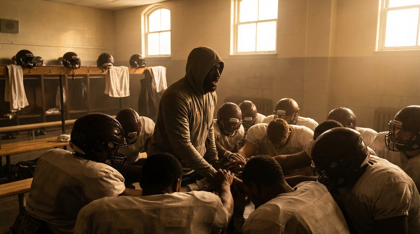 Locker room huddle