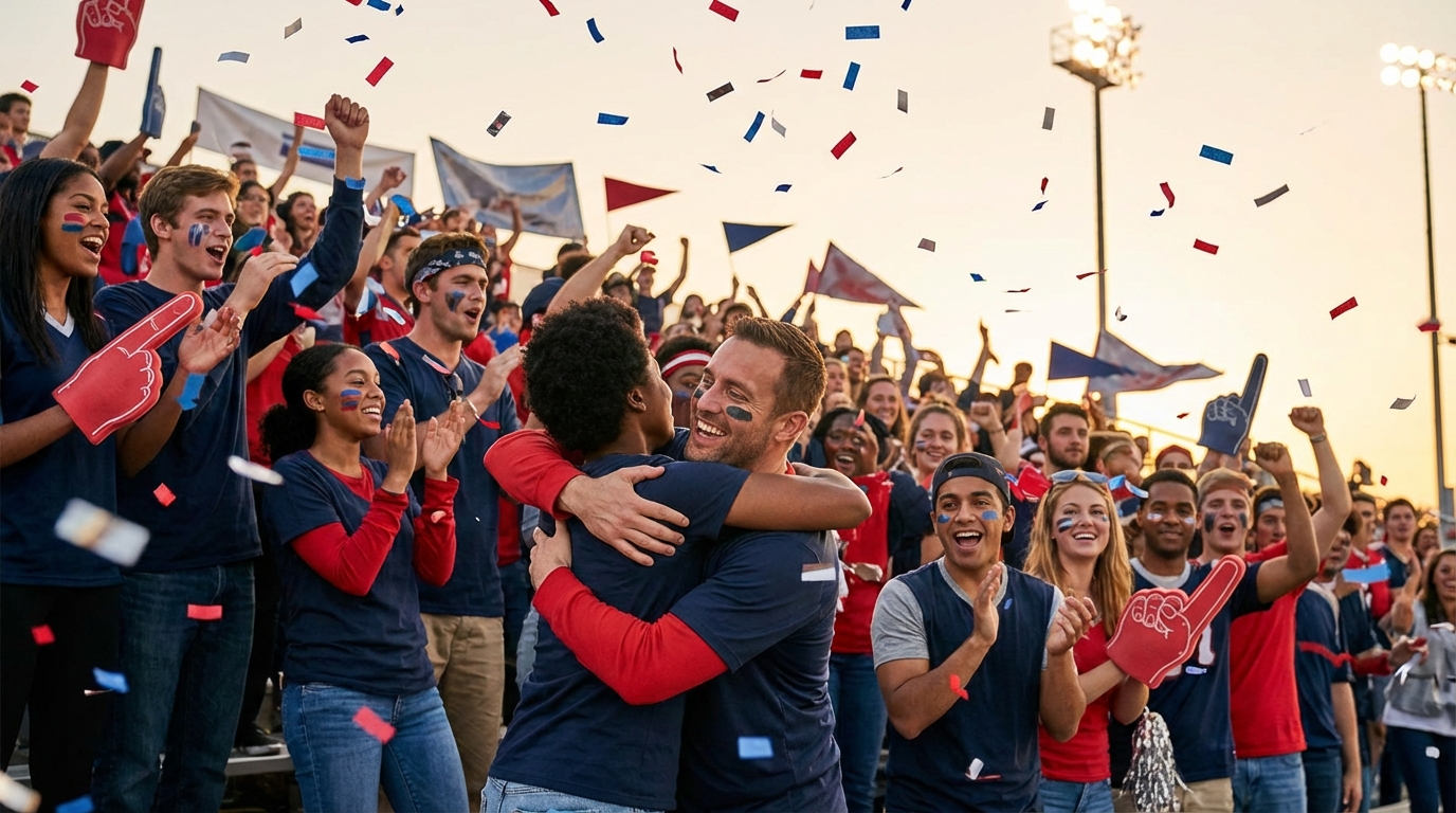 Fans celebrating iconic Patriots Super Bowl moments