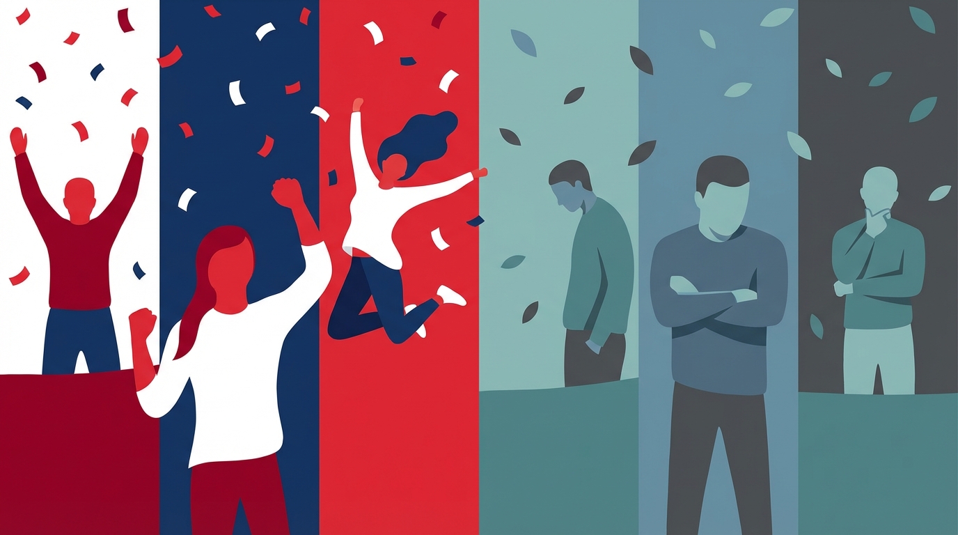 Visual contrast of Patriots and Seahawks fans emotions