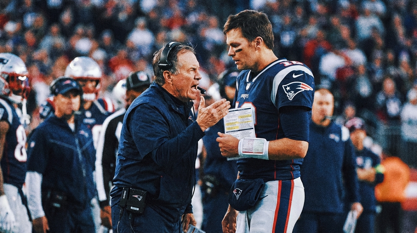 Coach instructing young quarterback on the sideline