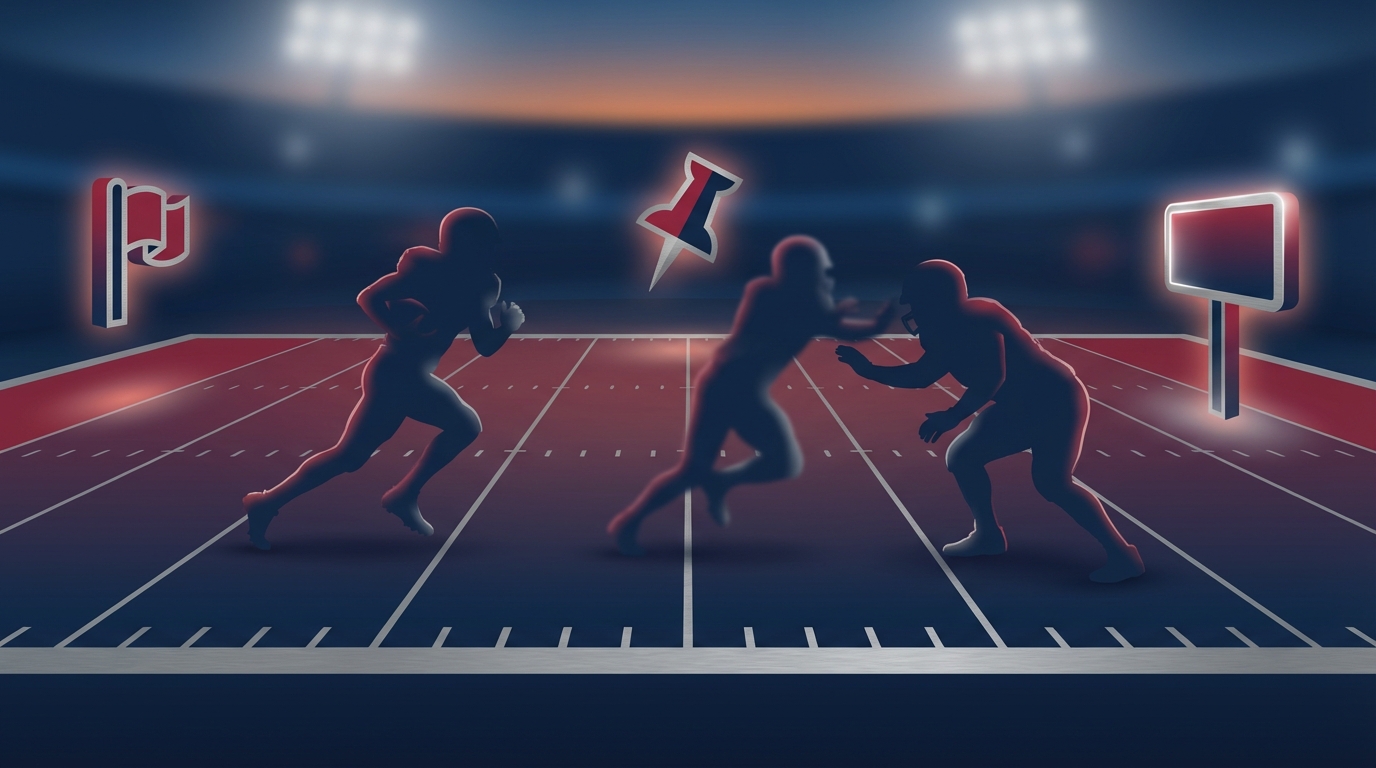 Illustration of silhouettes on a football field
