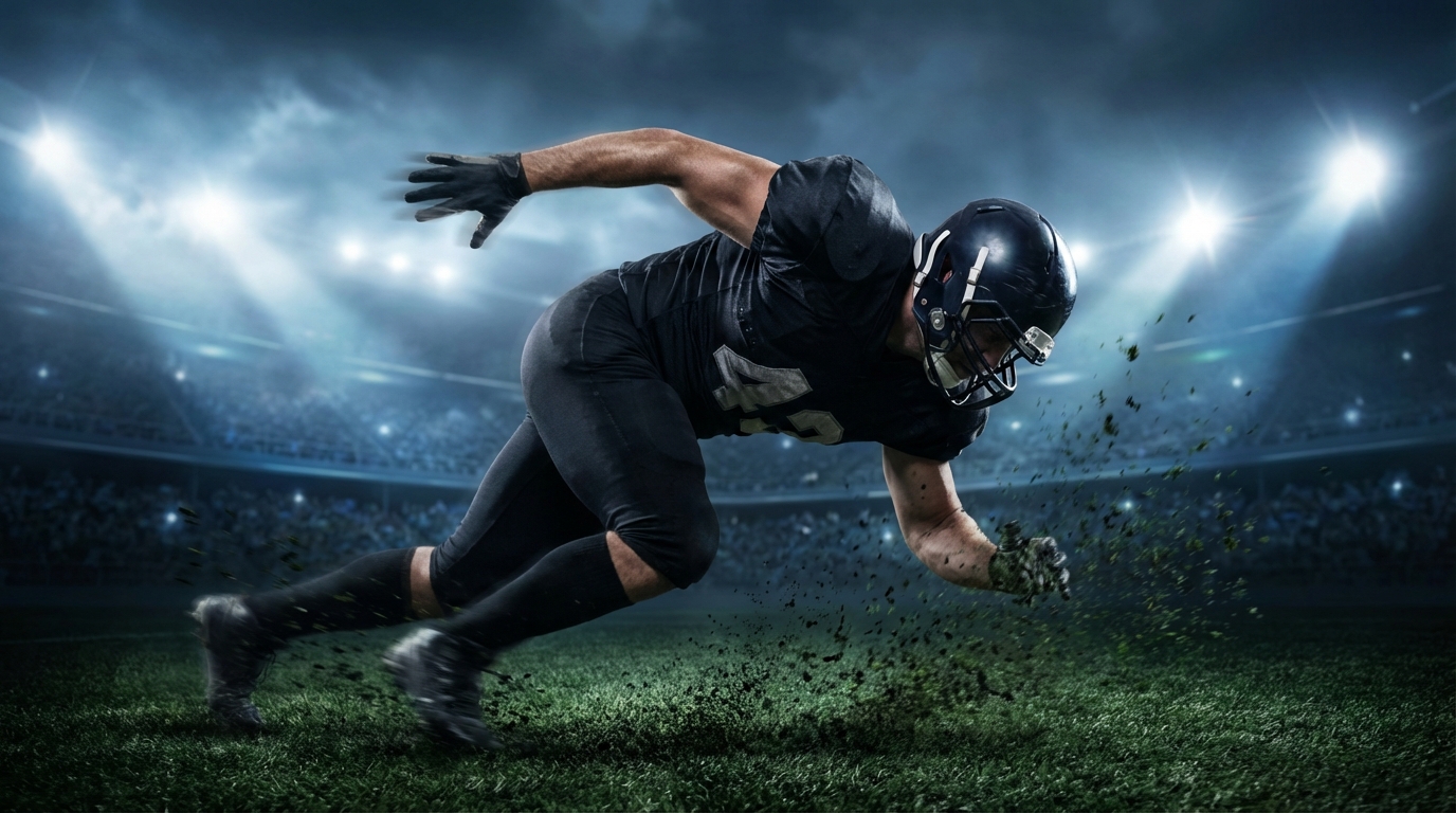 Defensive edge rusher in action