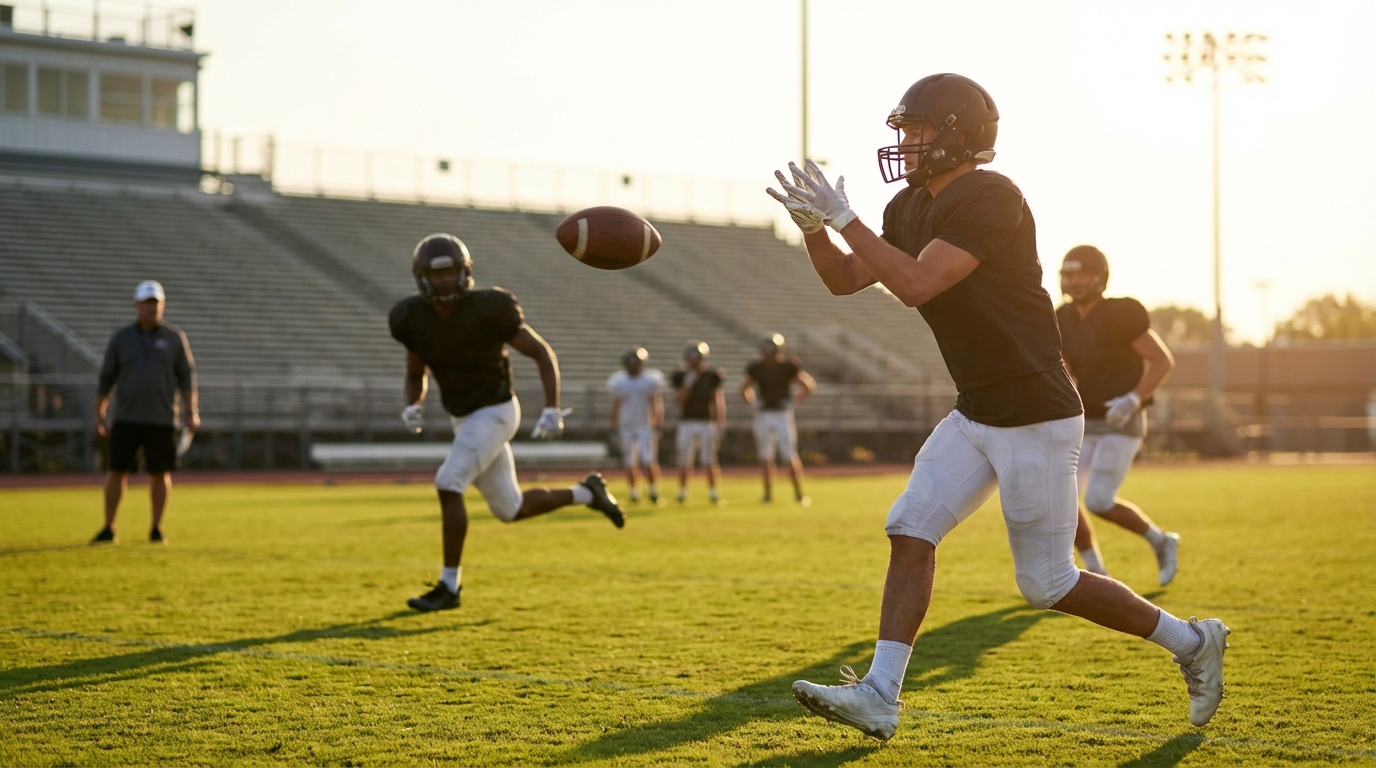 Wide receivers running routes in a stadium