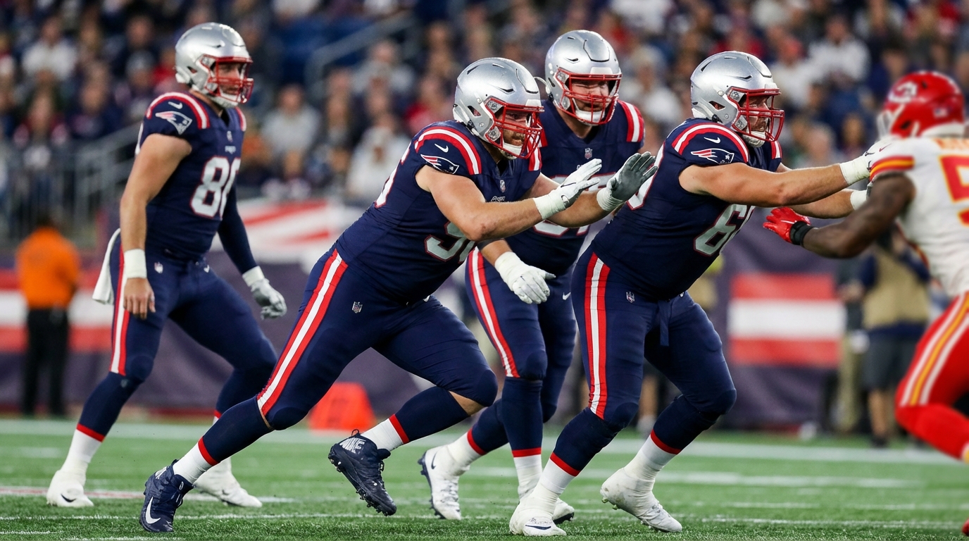 Offensive linemen in action