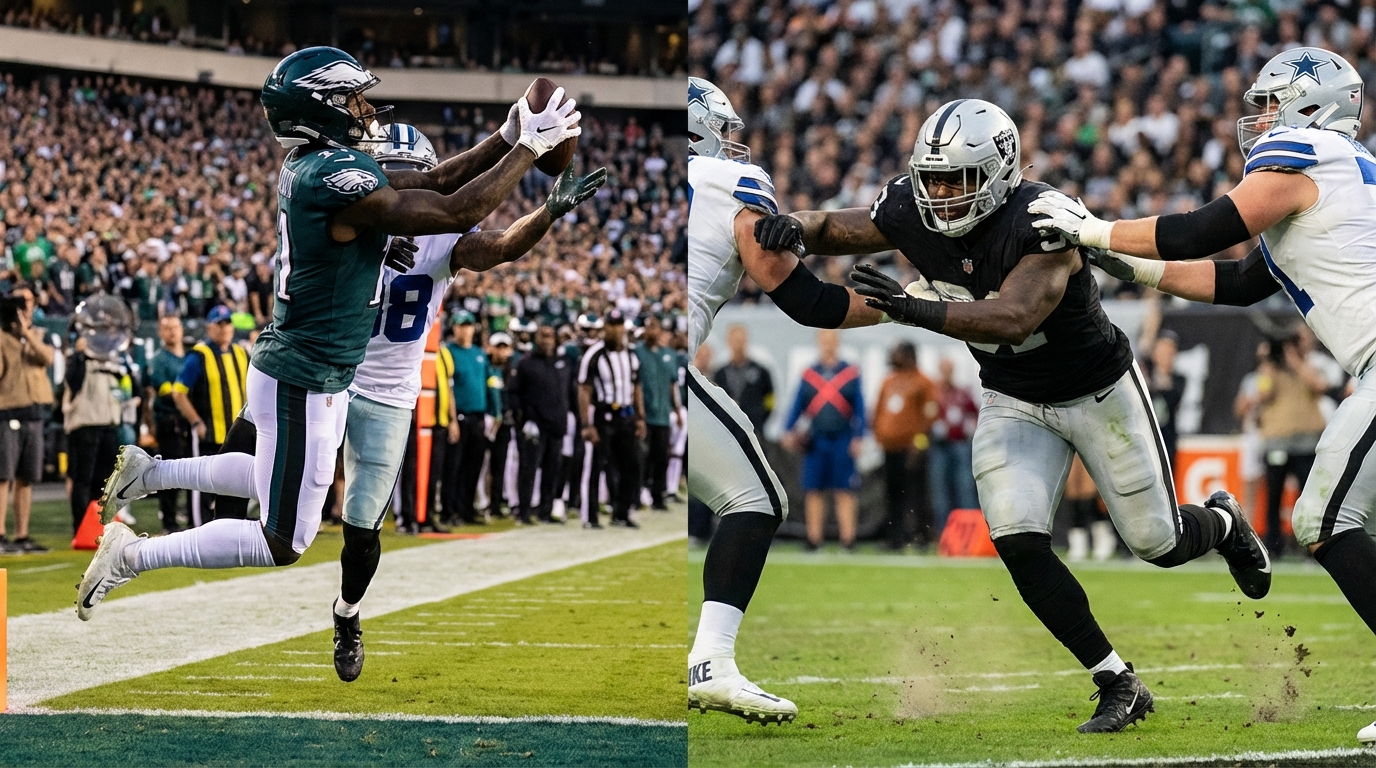 AJ Brown and Maxx Crosby in action