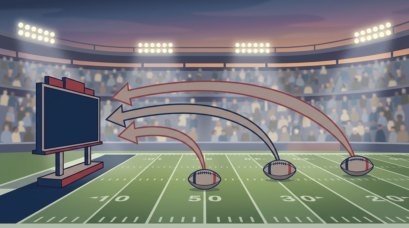 Football stadium illustration with draft board and trade arrows