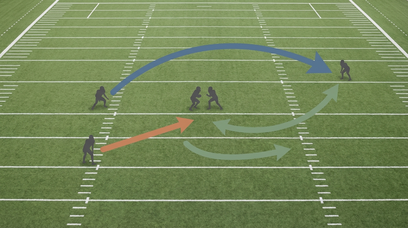 Overhead football field with trade arrows
