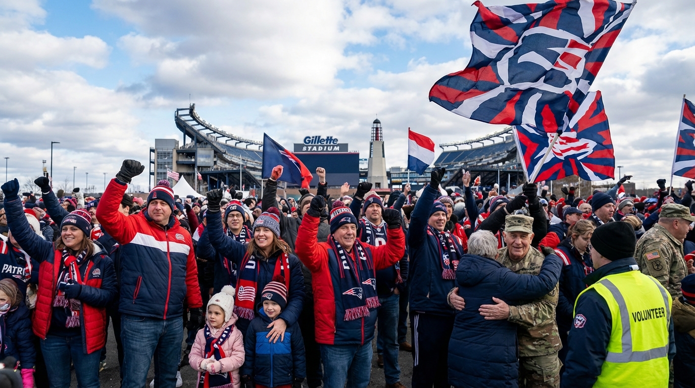 Fans rallying outside Gillette Stadium