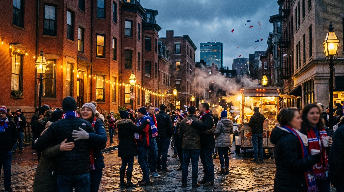 Boston street celebrations after the Patriots 2019 Super Bowl