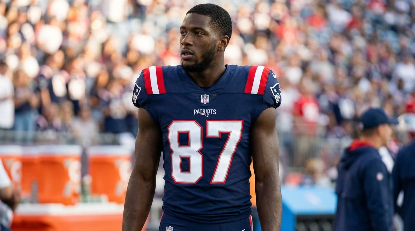 Romeo Doubs in Patriots No. 87 jersey
