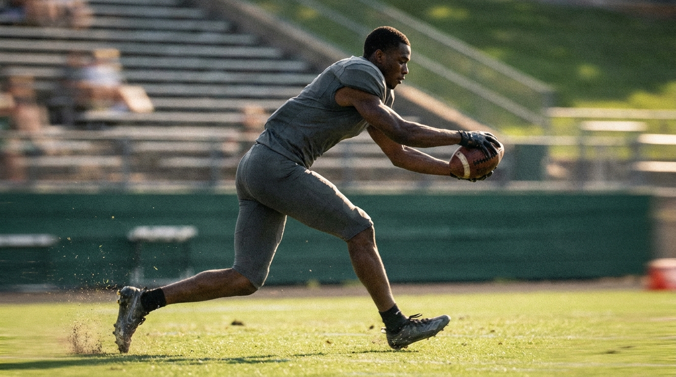 Wide receiver action pose