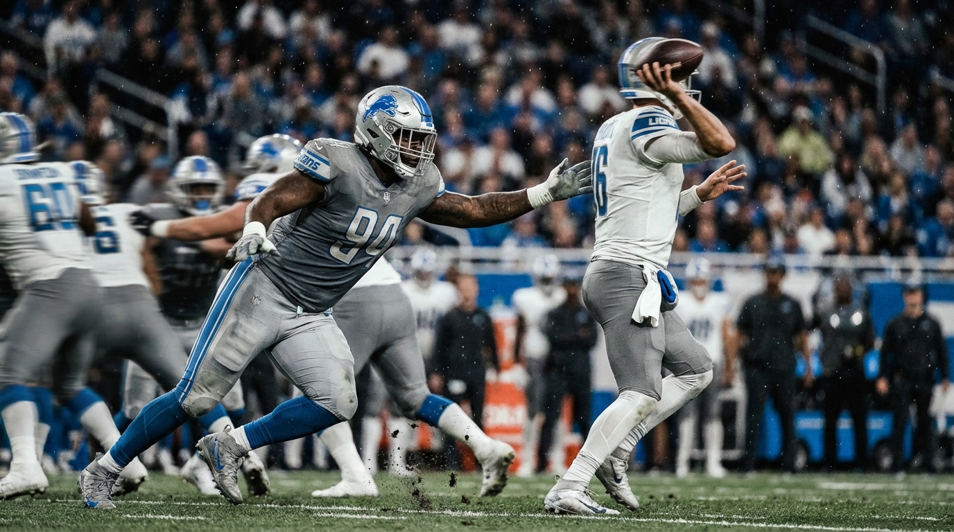 Defensive pass rusher applying pressure on quarterback