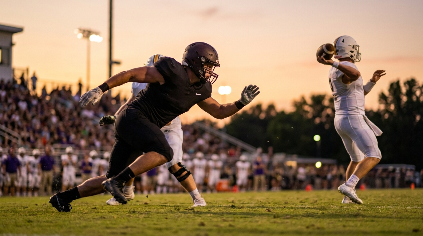 Edge rusher charging the pocket