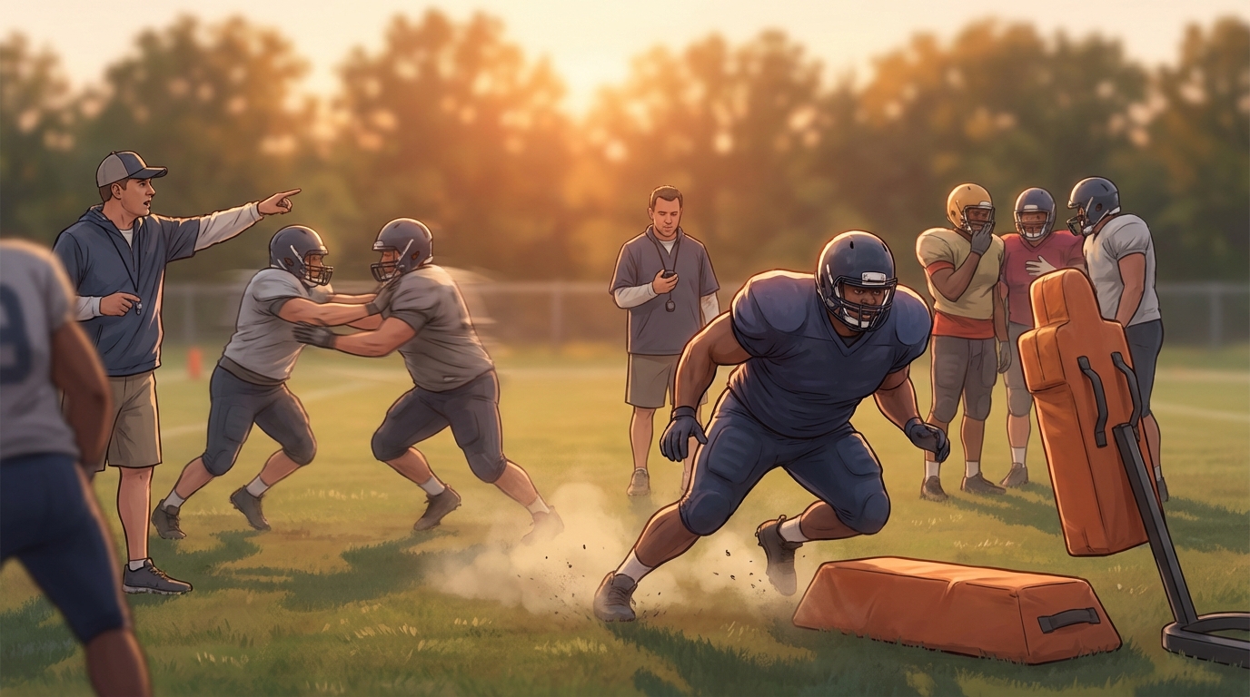 Football offseason training scene