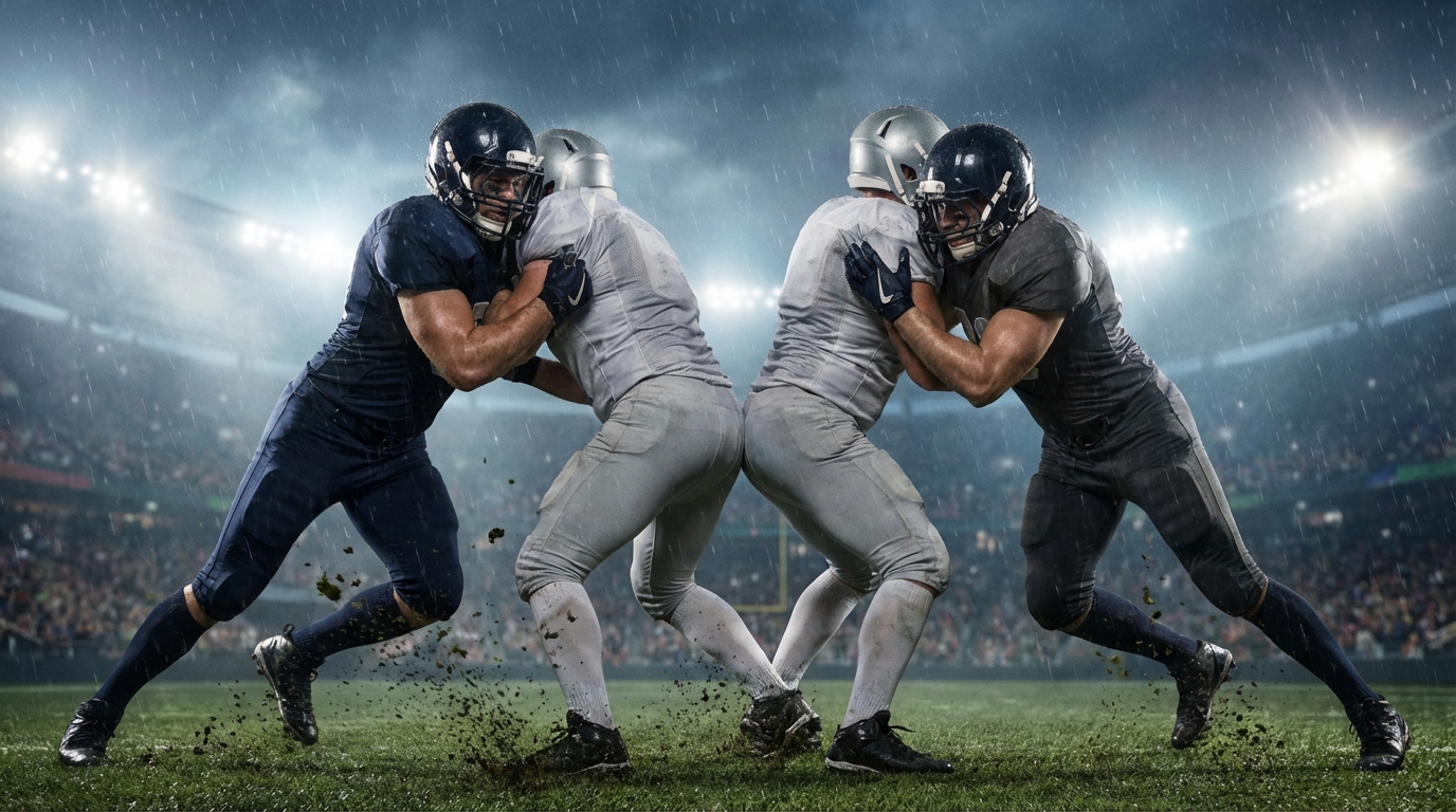 NFL edge rushers in action