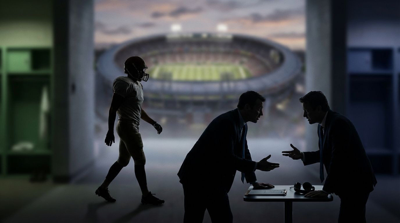 Editorial-style image representing A.J. Brown trade discussions