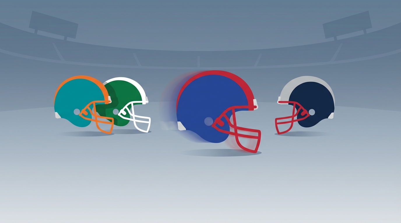 AFC East helmets indicating Bills momentum after DJ Moore trade