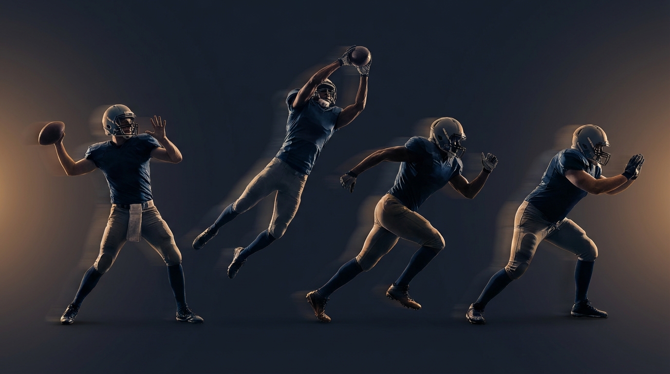 Silhouettes of NFL players in action